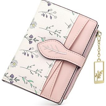 Women Cute Minimalist Flower Wallet,Lightweight Small Purse with ID Window for Daily Travel