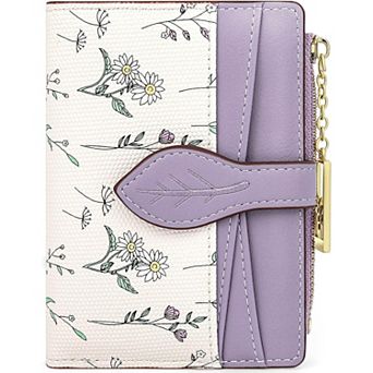 Women Cute Minimalist Flower Wallet,Lightweight Small Purse with ID Window for Daily Travel