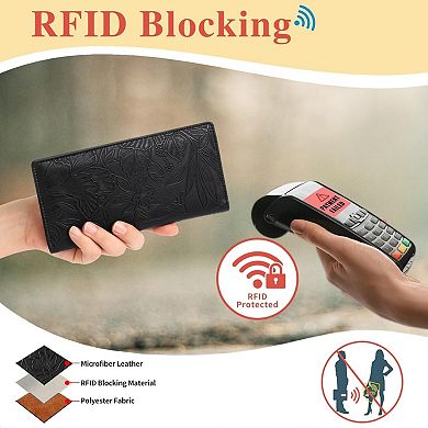 Women's Slim RFID Blocking Wallet, Simple PU Leather Card Holder for Daily Use