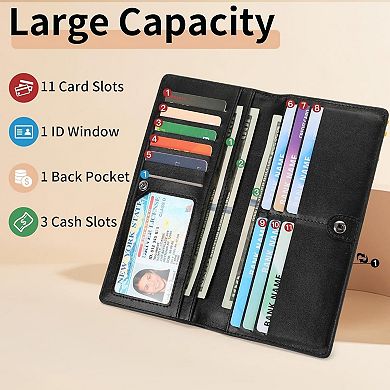 Women's Slim RFID Blocking Wallet, Simple PU Leather Card Holder for Daily Use