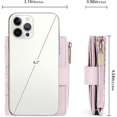 Women's RFID Blocking Slim Bifold Card Wallet,PU Leather Card Holder with Zipper Pocket