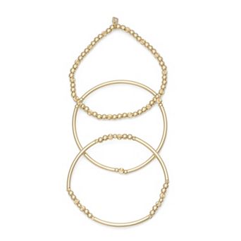 Nine West 3 pc Gold-Tone Beaded Stretch Bracelet Set