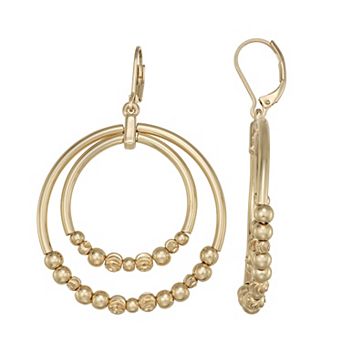 Nine West Gold-Tone Bead Doorknocker Earrings
