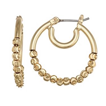 Nine West Gold-Tone Sphere Hoop Earrings