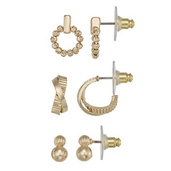Nine West Gold-Tone 3 pc Earrings Set