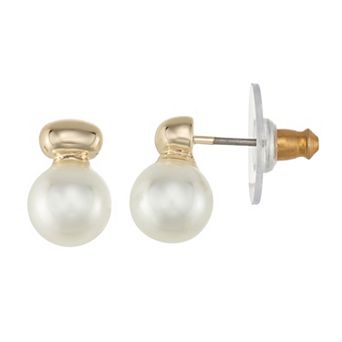 You're Invited Gold Tone Simulated Pearl Stud Earrings