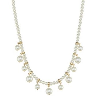 You're Invited Gold Simulated Pearl Frontal Necklace