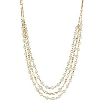 You're Invited Gold Tone Multirow Simulated Pearl Necklace