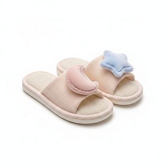 Women's Indoor Slide Slippers with Star and Moon Detail