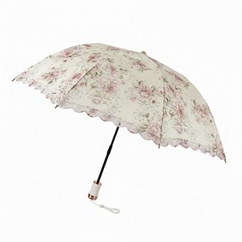 Vintage Floral Lace Trim Umbrella with Scalloped Edge Canopy