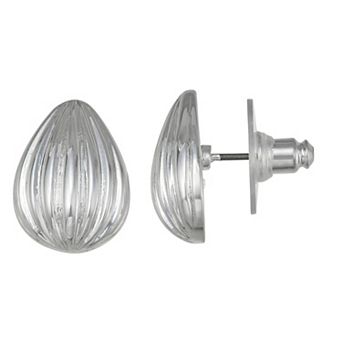 Napier Silver Tone Flutted Stud Earrings