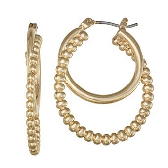 Napier Gold Tone Double Hoop Earrings
