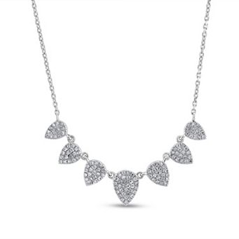 Rhodium Over Sterling Silver 1/3 Carat T.W. Diamond Pearshape Necklace