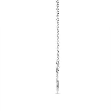 Rhodium Over Sterling Silver Pearshape Necklace