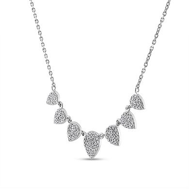 Rhodium Over Sterling Silver Pearshape Necklace
