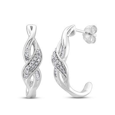 Rhodium Over Sterling Silver 1/5 Carat T.W. Diamond Twist Earrings