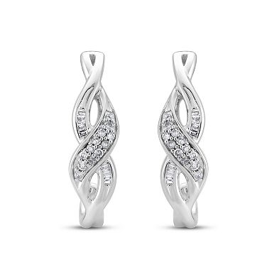 Rhodium Over Sterling Silver 1/5 Carat T.W. Diamond Twist Earrings