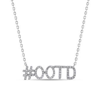 Rhodium Over Sterling Silver 1/8 Carat T.W. Diamond OOTD Pendant Necklace
