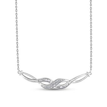 Rhodium Over Sterling Silver 1/5 Carat T.W. Diamond Twist Pendant Necklace