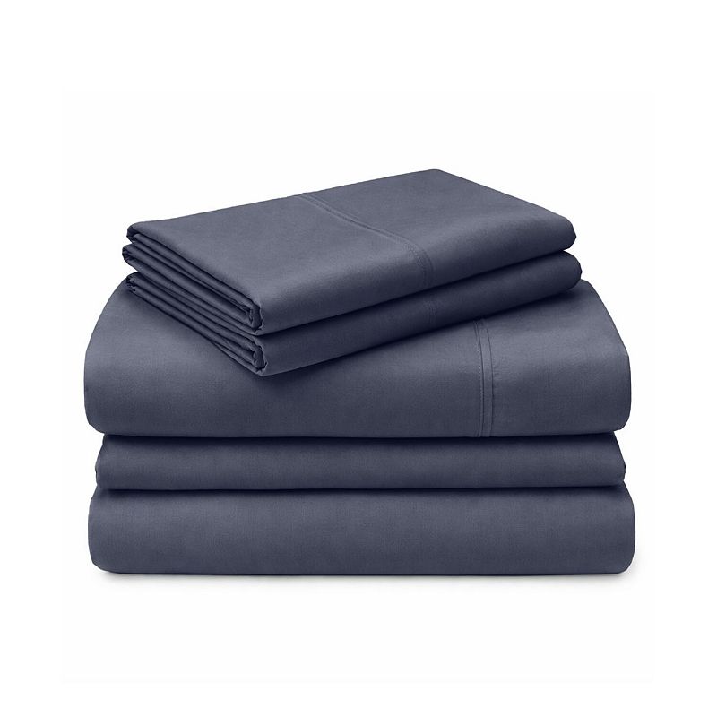 SUPERIOR Brushed Microfiber Solid Deep Pocket Sheet Set, Navy Blue