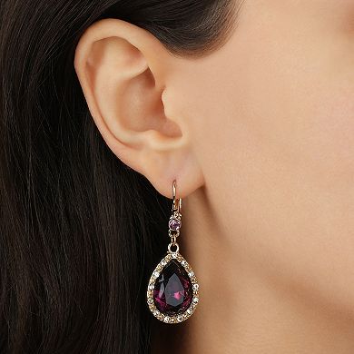 1928 Gold-Tone Crystal Teardrop Earrings