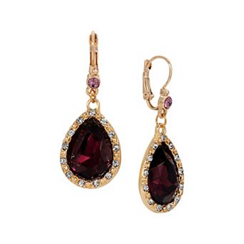 1928 Gold-Tone Crystal Teardrop Earrings