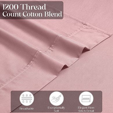 SUPERIOR 4-Piece Cotton Blend 1200 Thread Count Deep Pocket Bed Sheet Set