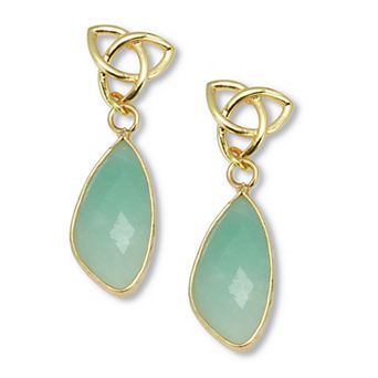 Genuine Blue Amazonite Goldtone Drop Earrings