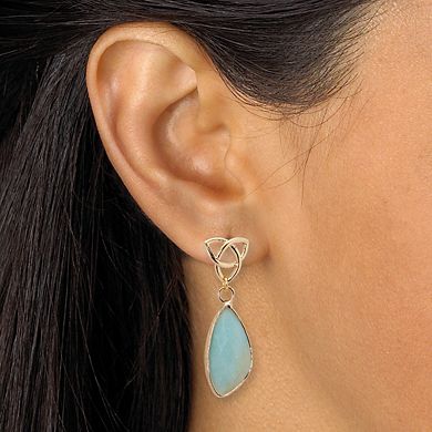 Genuine Blue Amazonite Goldtone Drop Earrings
