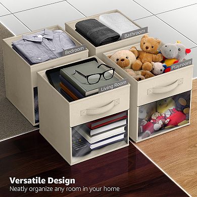 Sorbus 13 Inch 6 Pack Storage Bins with Clear Window - for Clothes, Toys, Shelves, Closets & more