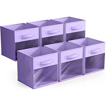 Sorbus 13 Inch 6 Pack Collapsible Fabric Storage Bins with Clear Window