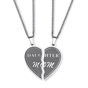 Stainless Steel Daughter Mom Breakaway Pendant Necklaces 18"