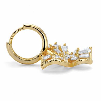 Marquise-Cut and Baguette-Cut Crystal Goldtone Butterfly Charm Earrings 1"