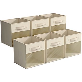 Sorbus 11 Inch 6 Pack Collapsible Fabric Storage Bins with Clear Window