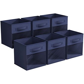 Sorbus 11 Inch 6 Pack Collapsible Fabric Storage Bins with Clear Window