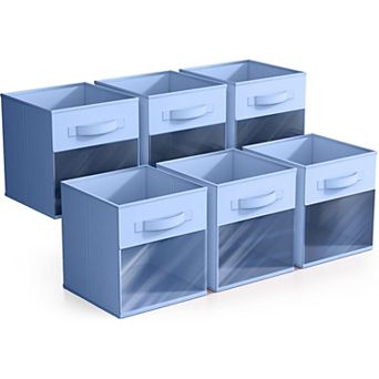 Sorbus 11 Inch 6 Pack Collapsible Fabric Storage Bins with Clear Window