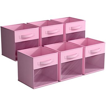 Sorbus 11 Inch 6 Pack Collapsible Fabric Storage Bins with Clear Window