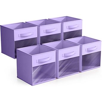 Sorbus 11 Inch 6 Pack Collapsible Fabric Storage Bins with Clear Window