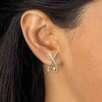 Crystal "X" Goldtone Drop Earrings, 20x10mm