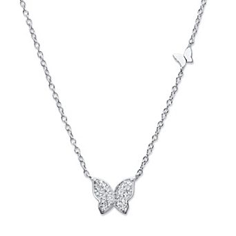 .16 TCW .925 Sterling Silver Cubic Zirconia Butterfly Necklace 18"-20"