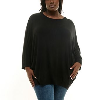 Plus Size Nina Leonard Boat Neck Dolman Sleeve Tunic