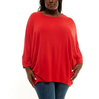 Plus Size Nina Leonard Boat Neck Dolman Sleeve Tunic