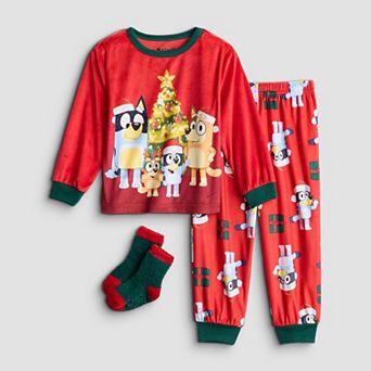 Toddler Boy Holiday 3 pc Character Pajama Top, Pajama Bottoms, & Pajama Socks Set Featuring Cartoon Design