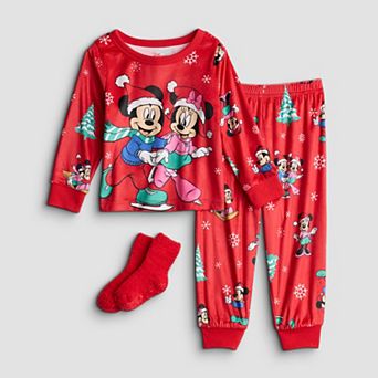 Toddler Girl Disney Holiday 3 pc Pajama Top, Pajama Bottoms, & Pajama Socks Set