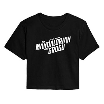 Juniors' Star Wars The Mandalorian & Grogu Cropped Tee