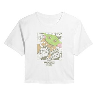 Juniors' Star Wars The Mandalorian & Grogu Cropped Tee