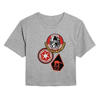 Juniors' Star Wars The Mandalorian & Grogu Imperial Pilot Patches Cropped Tee
