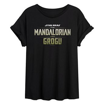 Juniors' Star Wars The Mandalorian & Grogu Oversized Tee