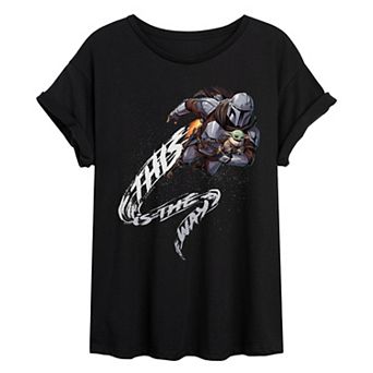 Juniors' Star Wars The Mandalorian & Grogu This Is The Way Oversized Tee