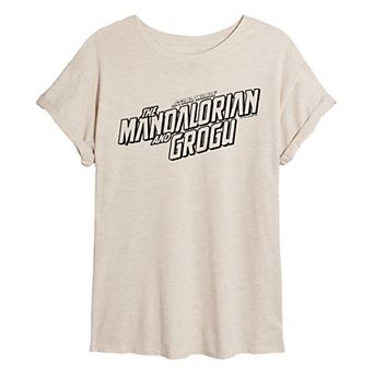 Juniors' Star Wars The Mandalorian & Grogu Logo Oversized Tee